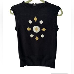 Vintage Catalina Sweater Vest Black with  Geometric Shapes Size Small